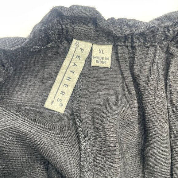 Feathers Women's Black Floral Embroidery Ruffle Midi Mini Dress Whimsygoth XL - Picture 8 of 10